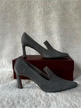 Donald J. Pliner Gray Suede Mid-Heel Pumps